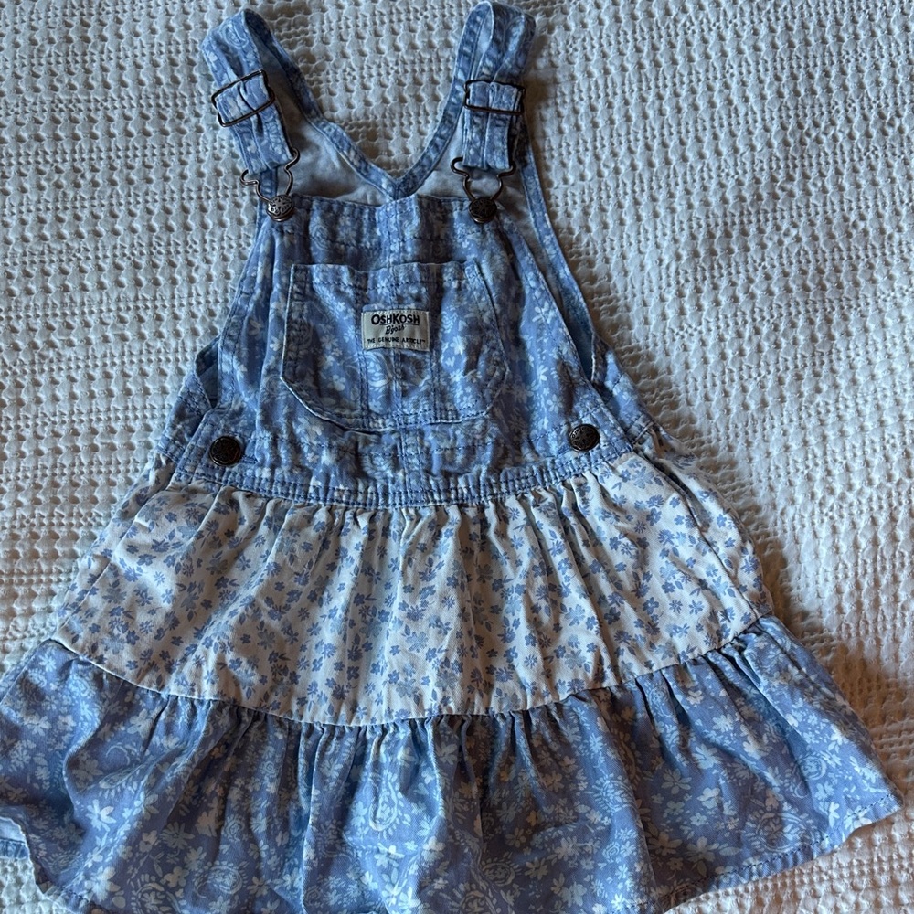 Toddler girls OshKosh B'gosh Blue Floral Denim Overall Dress for Kids